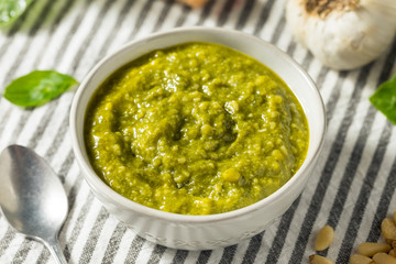 Fresh Green Organic Basil Pesto Sauce