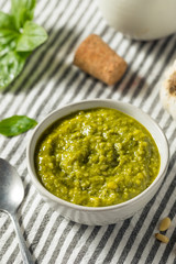 Fresh Green Organic Basil Pesto Sauce