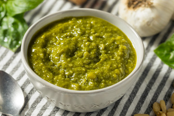 Fresh Green Organic Basil Pesto Sauce