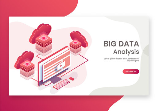Big Data Website Hero Image Layout with Cloud Networks