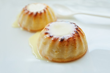 Cheesecakes on white plate background