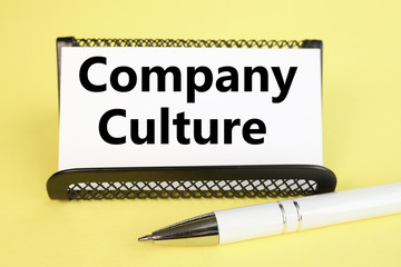 company culture. text on white paper on yellow background