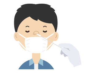 PCR検査をするお父さん　抗体検査
A man who tests for PCR. Sample collection.A man who checks for viruses.