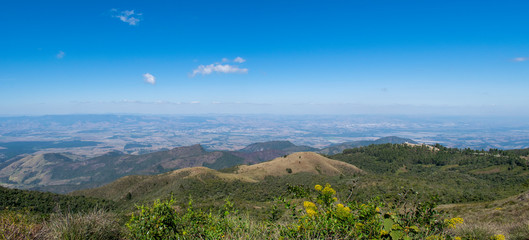 panoramic view of the Paraíba Valley, from the viewpoint of Pico de Itapeva, in the Serra da Mantiqueira. Campos do Jordão
