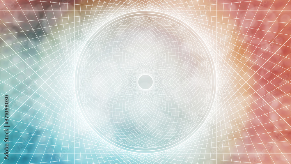 Canvas Prints teal and orange abstract line art sacred geometry circles, textured bokeh background