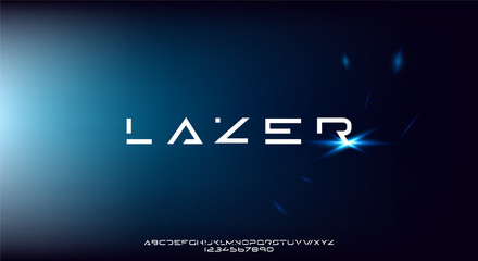 Lazer, an Abstract modern minimalist geometric futuristic alphabet font. digital space typography vector illustration design