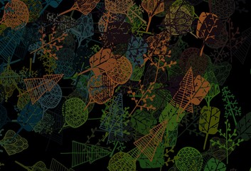 Dark Green, Red vector elegant pattern with trees, branches.