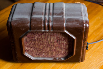 close up of a vintage radio