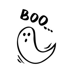 Vector halloween ghost clipart. Funny, cute illustration for seasonal design, textile, decoration kids playroom or greeting card. Hand drawn prints and doodle.