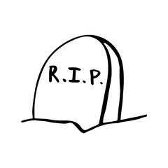 Vector halloween gravestone, cemetery clipart. Funny, cute illustration for seasonal design, textile, decoration kids playroom or greeting card. Hand drawn prints and doodle.