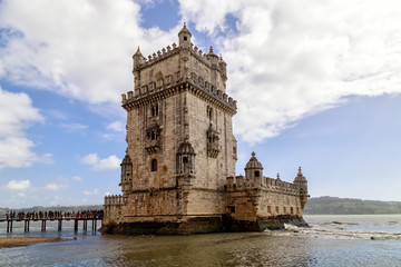 Obraz premium Belem tower in Lisbon in Portugal which is symbol of the city and UNESCO World Heritage Site.