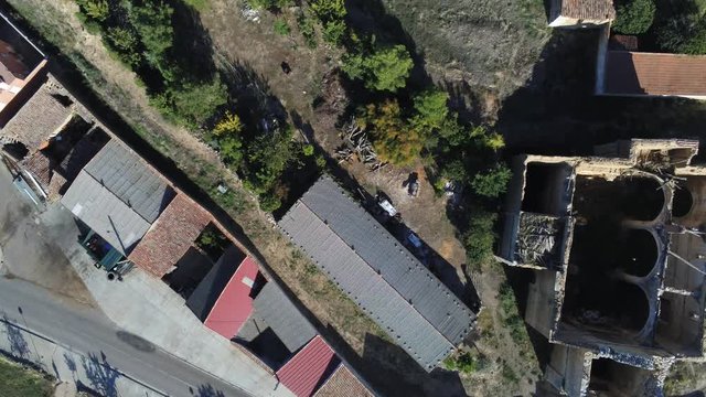 Beautiful village with castle. Torrelobaton. Valladolid, Spain. Aerial Drone Footage