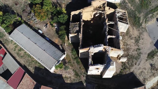 Beautiful village with castle. Torrelobaton. Valladolid, Spain. Aerial Drone Footage