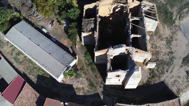 Beautiful village with castle. Torrelobaton. Valladolid, Spain. Aerial Drone Footage