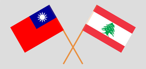 Crossed flags of Lebanon and Taiwan
