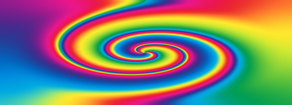 An abstract psychedelic rainbow colored swirl background image.