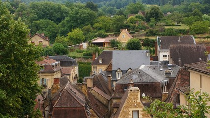 Fototapeta na wymiar village, landscape, town, house, architecture, panorama, view, europe, city, old, travel, building, houses, nature, tourism, roof, green, medieval, ancient, buildings, tree, Sarlat , France