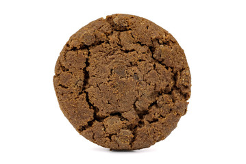 Dark chocolate chips cookie on white background
