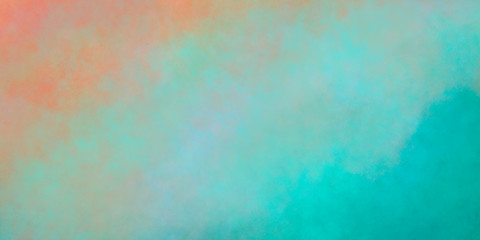 abstract watercolor orange background with turquoise. mixing colors. bright background for banners, cards, web.