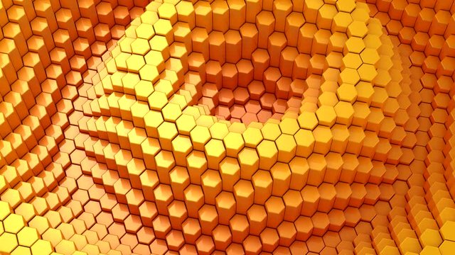 Hexagons Form A Wave. Loop background, 3 in 1, 3d rendering, 4k resolution