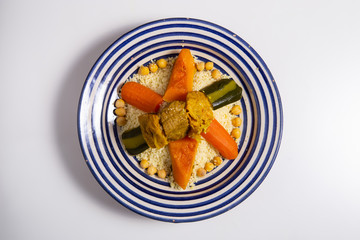 Cous cous with meat.