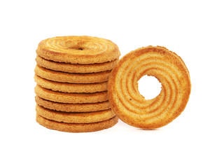 Butter ring biscuits isolated on white
