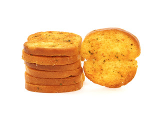 Italian bruschetta chips isolated on white