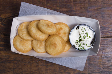 Arepas patties. Breakfast, cheese.
