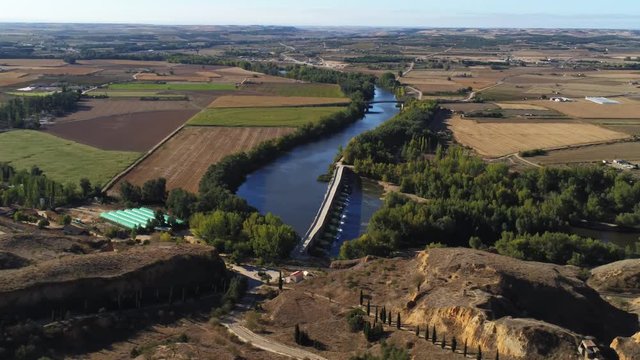 Bridge in Toro, historical village of Zamora,Spain. Aerial Drone Footage