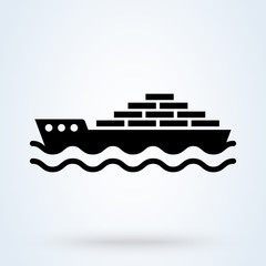 Fototapeta na wymiar Cargo ship icon, logistic and delivery, transport vector illustration.