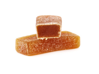 Fruit jelly bars, orange and apricot flavor, isolated on white
