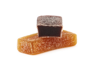 Fruit jelly bars, berries and apricot flavor, isolated on white
