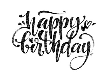 Happy Birthday words. Hand drawn creative calligraphy and brush pen lettering, design for holiday greeting cards and invitations.