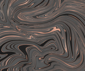 Black with foil liquid ink painting abstract background.
