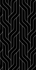 Monochrome seamless striped pattern. Wavy stylish abstract background.