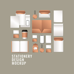 file and mockup set on gray background of corporate identity and stationery design theme Vector illustration © Grgroup