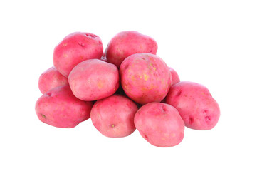 A pile of red potatoes isolated on white.