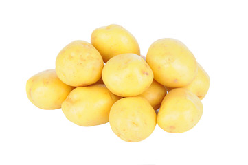 A pile of White Potatoes isolated on white.