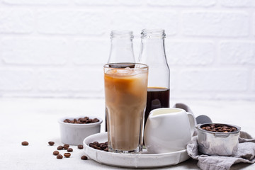 Cold brew coffee with ice and milk