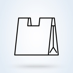 Paper market bag or Shopping bag illustration. linear style Grocery bag icon.