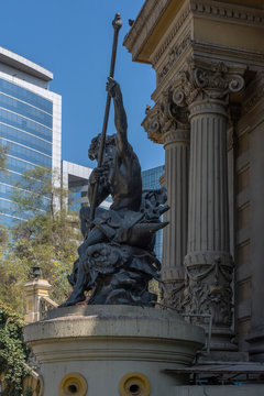 Fountain of Neptune on the terrace of Santa Lucia Hill in Santiago, Chile