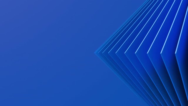 Blue squares, blue background. Minimal abstract animation, 3d render.