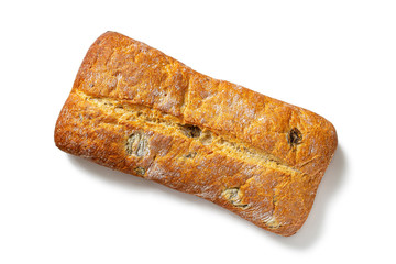 Italian white bread ciabatta on a white background