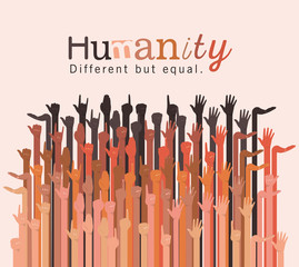 humanity different but equal and diversity group of hands design, people multiethnic race and community theme Vector illustration