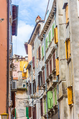 ROVINJ, CROATIA, 14 AUGUST 2019: Colorful buildings in the old town