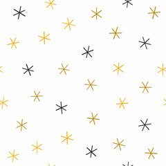 Simple seamless pattern with snowflakes drawn by hand. Doodle, sketch. Vector illustration.