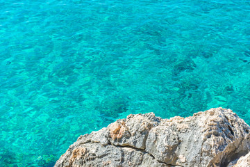 Cliffs over the Adriatic Sea next to Jagodna Beach, Hvar, Croatia