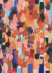 diversity of hands background design, people multiethnic race and community theme Vector illustration