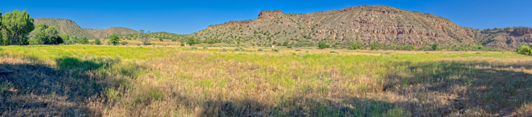 Fototapeta na wymiar Panorama of Stewart Ranch in Upper Verde River Wildlife Area. This is public recreation area. No property release is necessary.