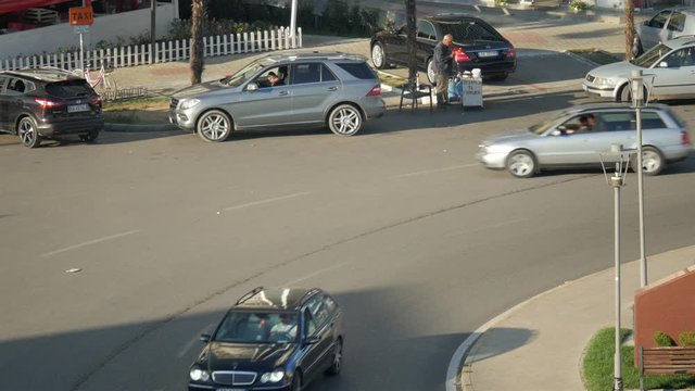 Shot in Shkod&euml;r in Albania, cars in the roundabout 3